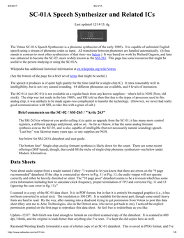 SC-01A Speech Synthesizer and Related Ics