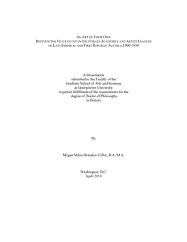 A Dissertation Submitted to the Faculty of the Graduate School of Arts And