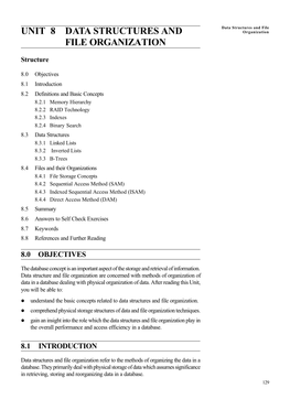 Unit 8 Data Structures and File Organization