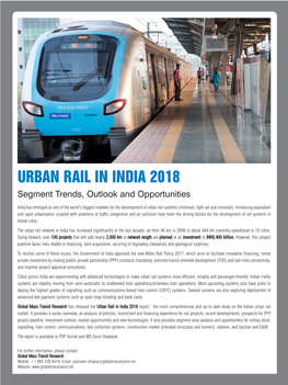 URBAN RAIL in INDIA 2018 Segment Trends, Outlook and Opportunities