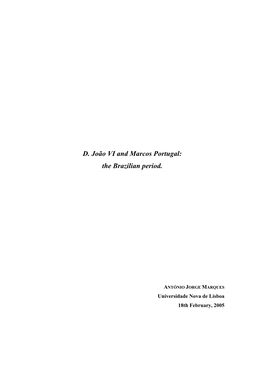 D. João VI and Marcos Portugal: the Brazilian Period