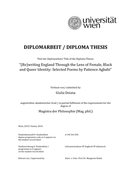 Diplomarbeit / Diploma Thesis