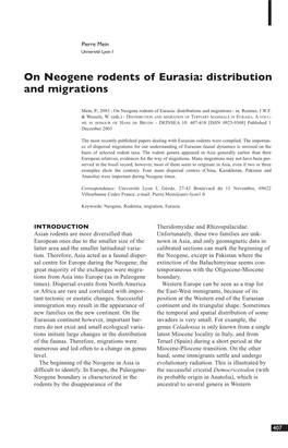 On Neogene Rodents of Eurasia: Distribution and Migrations