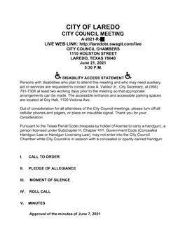 City of Laredo City Council Meeting A-2021-R