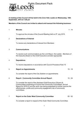 (Public Pack)Agenda Document for Council, 16/09/2015 13:00