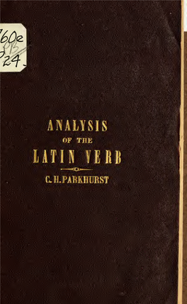 Analysis of the Latin Verb