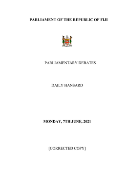 Parliament of the Republic of Fiji Parliamentary Debates