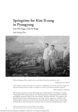 Springtime for Kim Il-Sung in Pyongyang City on Stage, City As Stage Suk-Young Kim