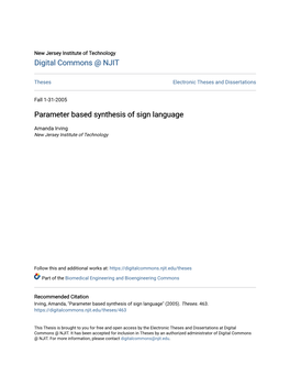 Parameter Based Synthesis of Sign Language