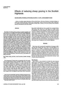 Effects of Reducing Sheep Grazing in the Scottish Highlands