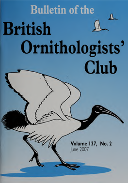Bulletin of the BRITISH ORNITHOLOGISTS' CLUB