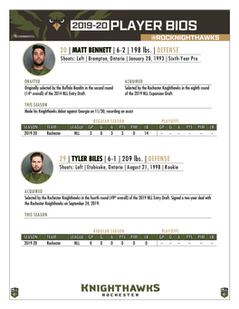 209 Lbs. | DEFENSE Shoots: Left | Etobicoke, Ontario | August 21, 1998 | Rookie