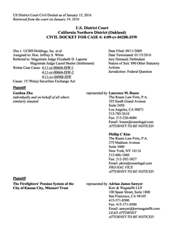 Kyung Cho, Et Al. V. UCBH Holdings, Inc., Et Al. 09-CV-04208-U.S. District