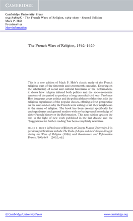 The French Wars of Religion, 1562–1629