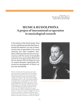Musica Rudolphina. a Project of International Co-Operation In