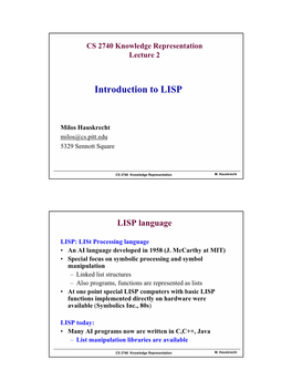 Introduction to LISP