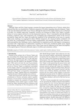 Trends of Livability in the Capital Region of Taiwan