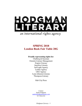 SPRING 2018 London Book Fair Table 20G