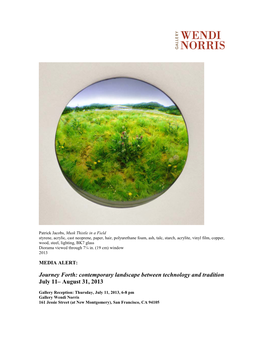 Journey Forth: Contemporary Landscape Between Technology and Tradition July 11– August 31, 2013