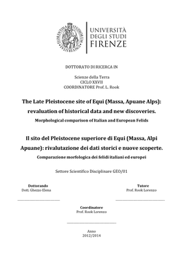 The Late Pleistocene Site of Equi (Massa, Apuane Alps): Revaluation of Historical Data and New Discoveries