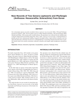 New Records of Two Genera Leptoseris and Phyllangia (Anthozoa: Hexacorallia: Scleractinia) from Korea