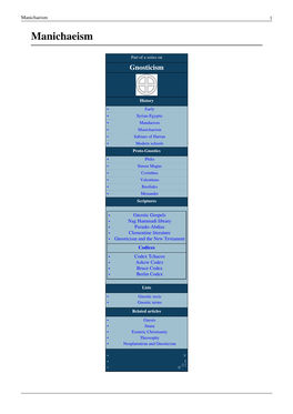 Manichaeism 1 Manichaeism