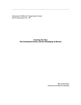 University of California Transportation Center UCTC Dissertation No