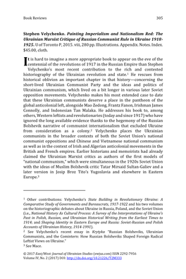 The Ukrainian Marxist Critique of Russian Communist Rule in Ukraine 1918- 1925