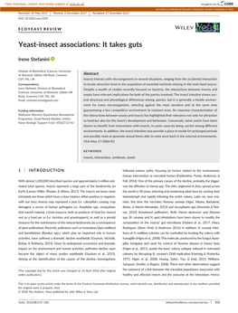 Yeast-Insect Associations: It Takes Guts