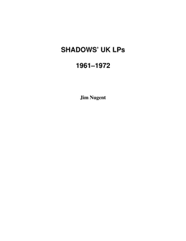 SHADOWS' UK Lps 1961–1972