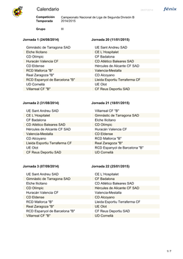 Calendario 28/07/2014