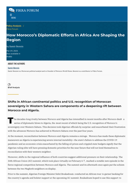 How Morocco's Diplomatic Efforts in Africa