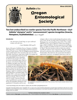 Winter 2013/2014 Bulletin of the Oregon Entomological Society