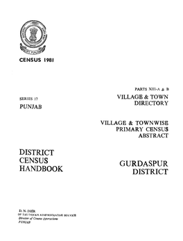 Village & Townwise Primary Census Abstract, Gurdaspur, Part XIII-A & B