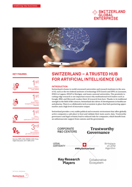 Switzerland – a Trusted Hub for Artificial Intelligence (Ai)