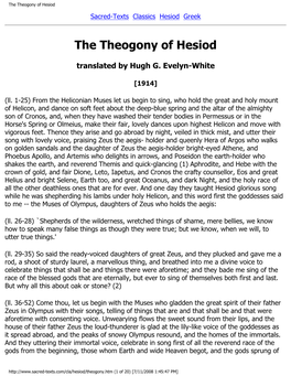 The Theogony of Hesiod Sacred-Texts Classics Hesiod Greek