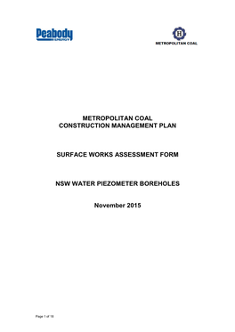 Surface Works Assessment Form