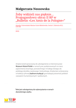 Bulletin «Les Amis De La Pologne»”