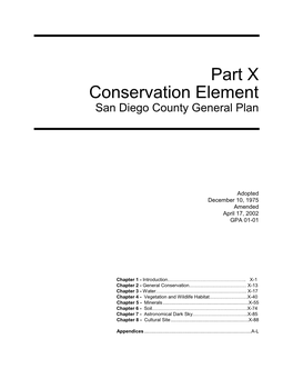 Conservation Element San Diego County General Plan