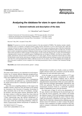 Analysing the Database for Stars in Open Clusters