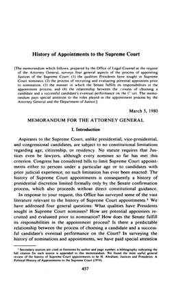 History of Appointments to the Supreme Court