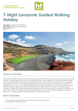 7-Night Lanzarote Guided Walking Holiday