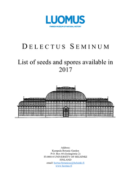 List of Seeds and Spores Available in 2017