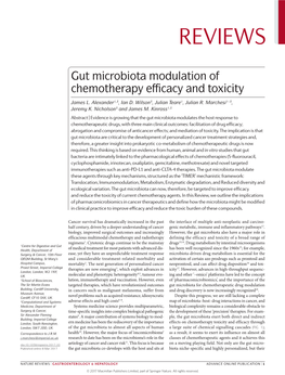 Gut Microbiota Modulation of Chemotherapy Efficacy and Toxicity