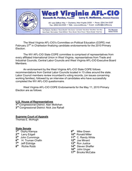 The West Virginia AFL-CIO's Committee on Political Education