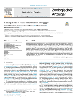 Global Patterns of Sexual Dimorphism in Amblypygi