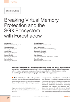 Breaking Virtual Memory Protection and the SGX Ecosystem with Foreshadow