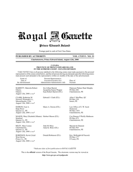 Royal Gazette of Prince Edward Island