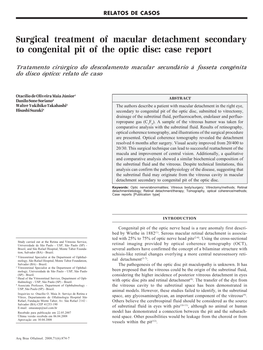 Surgical Treatment of Macular Detachment Secondary to Congenital Pit of the Optic Disc: Case Report