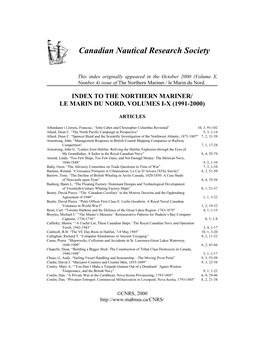To the Northern Mariner/ Le Marin Du Nord, Volumes I-X (1991-2000)